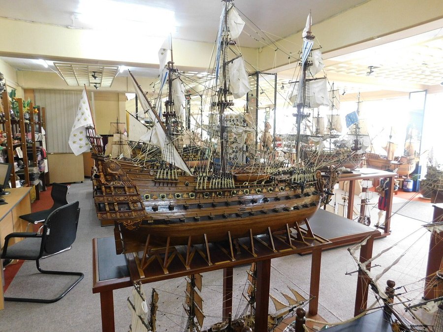 Custom shipyard commission under assembly at the Bobato Ship Models atelier in Mauritius.