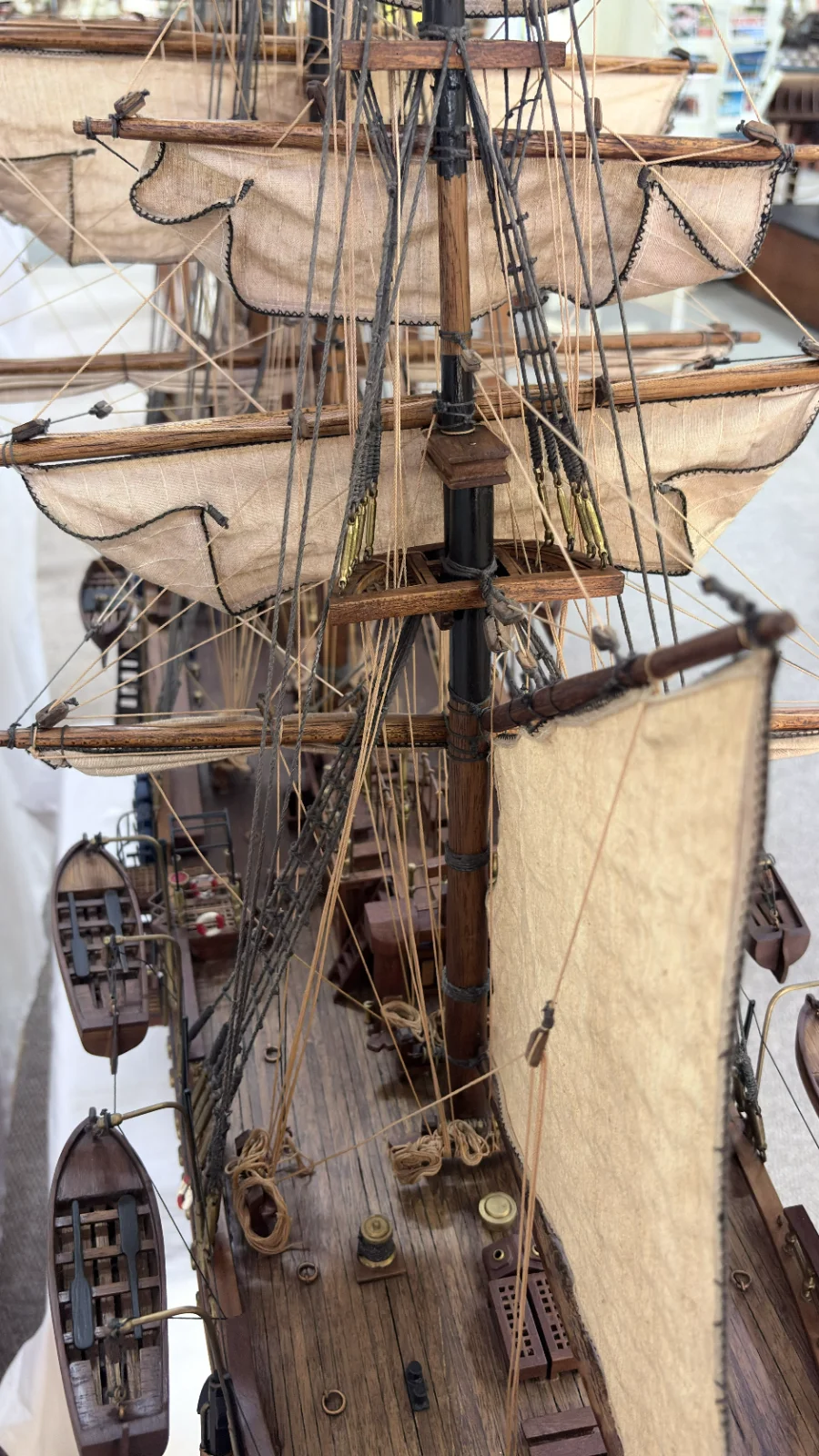 Handcrafted 90cm wooden Amerigo Vespucci ship model replica with detailed rigging and sails