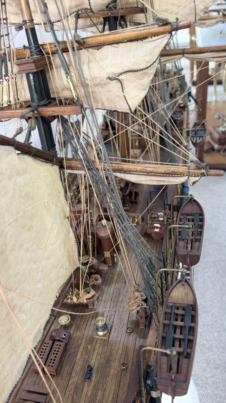 Handcrafted 90cm wooden Amerigo Vespucci ship model replica with detailed rigging and sails