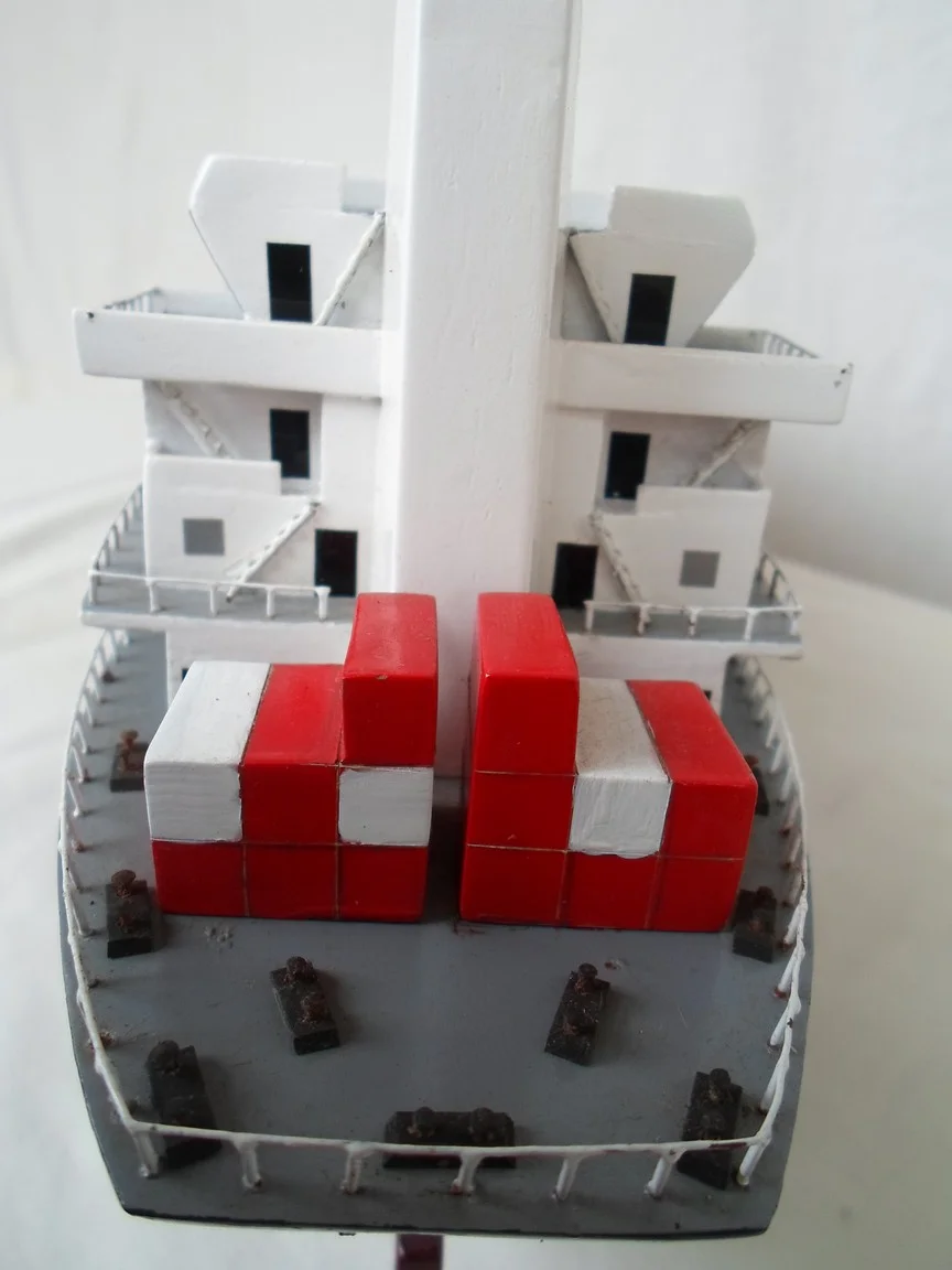 Modern Container Ship Handcrafted Wooden Model (1:400 Scale) conainers view