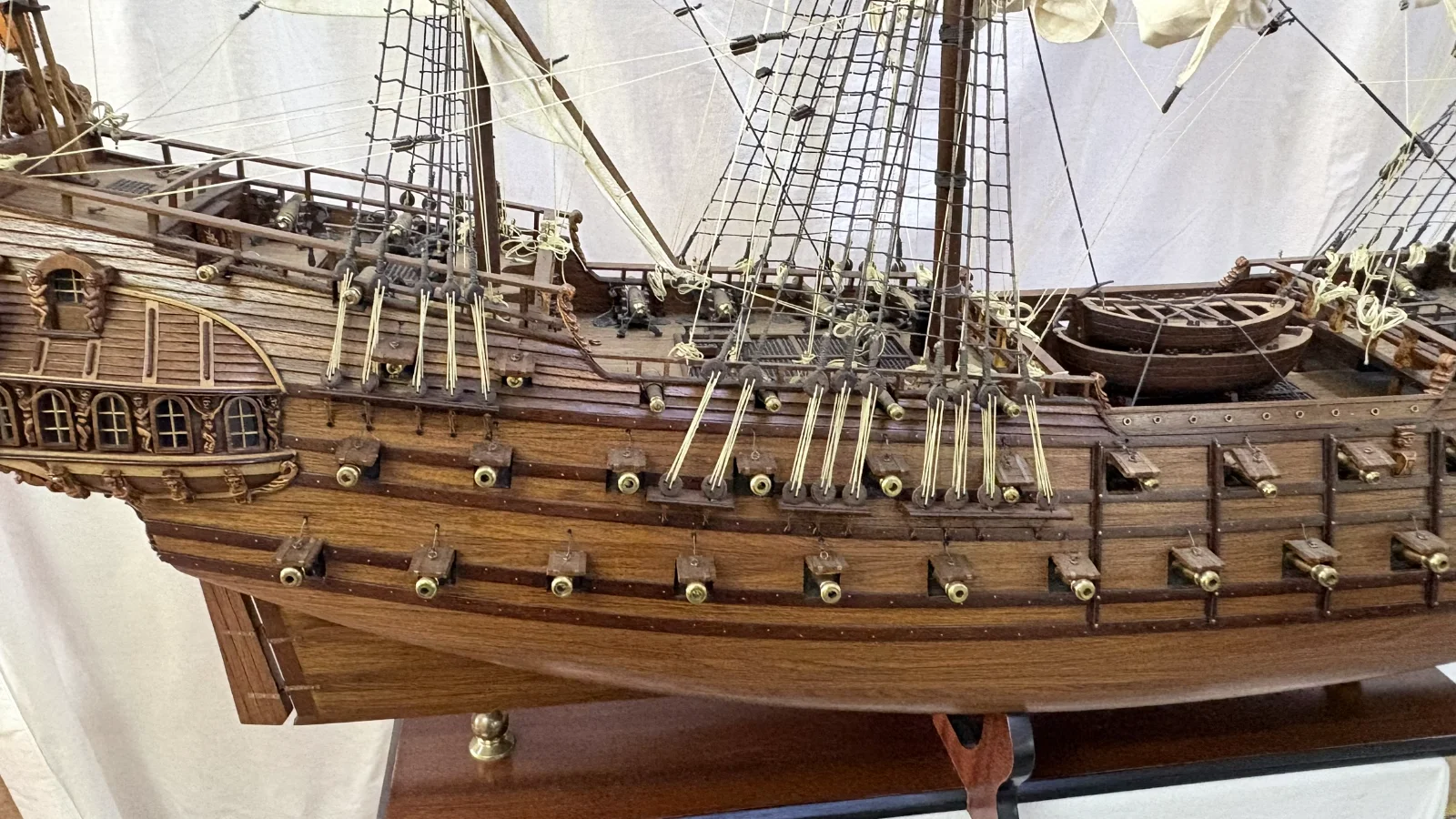 Large handcrafted 1m 66cm wooden Friesland warship model replica with detailed rigging and sails