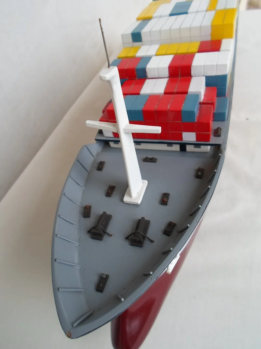 Modern Container Ship Handcrafted Wooden Model (1:400 Scale) painted and vernished