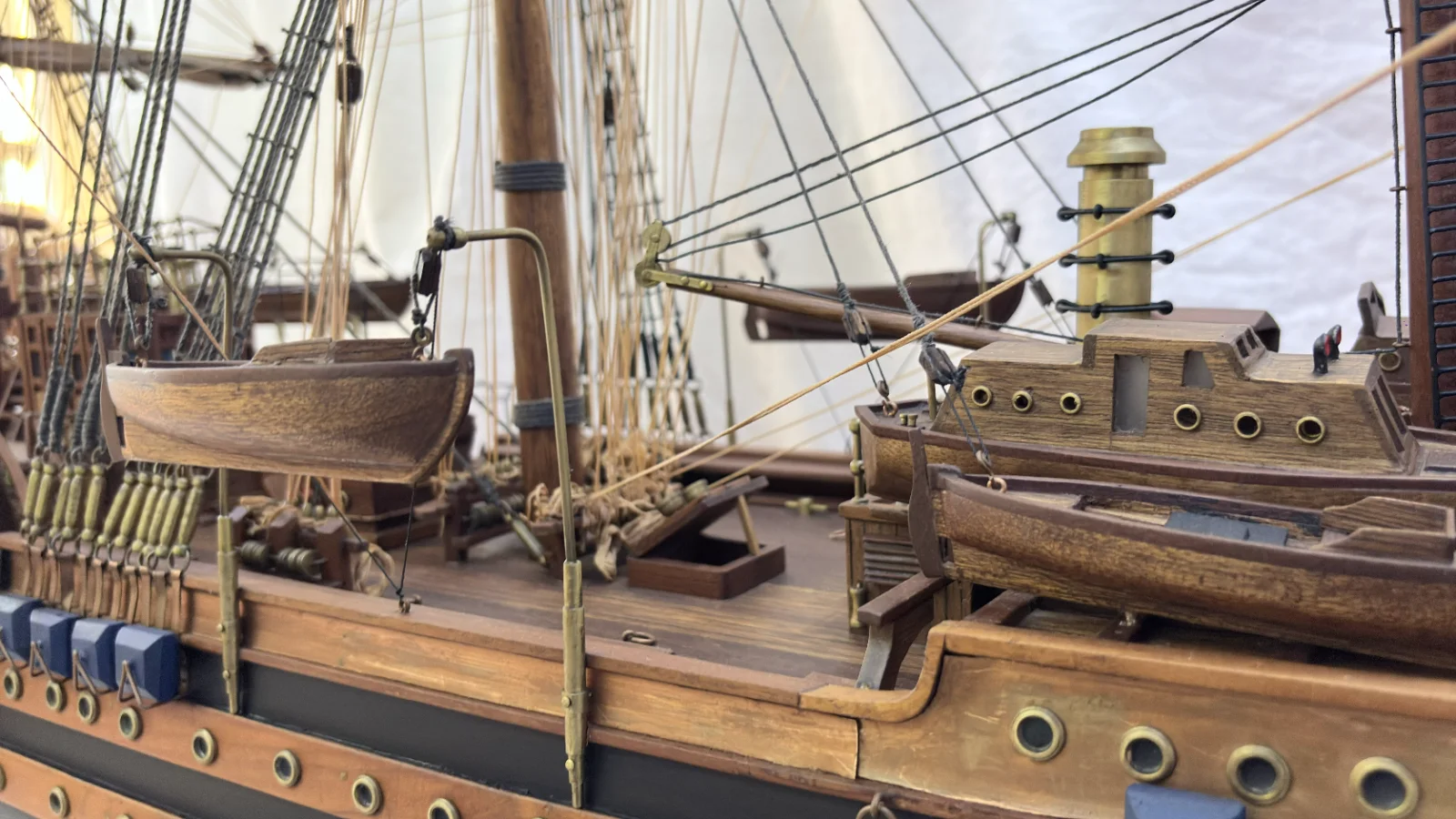 Handcrafted 90cm wooden Amerigo Vespucci ship model replica with detailed rigging and sails