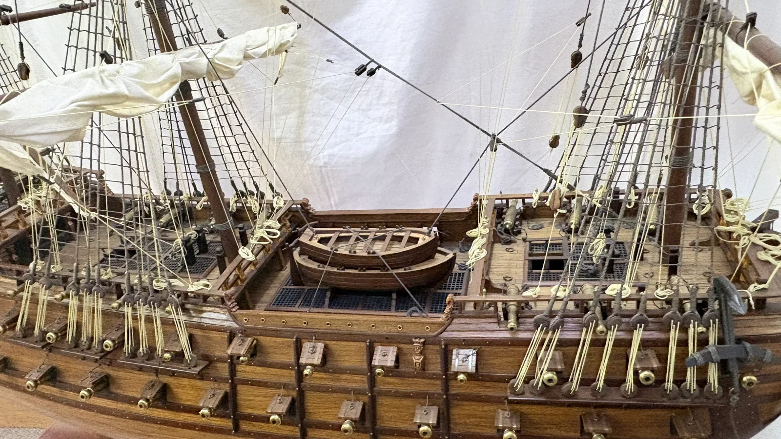 Large handcrafted 1m 66cm wooden Friesland warship model replica with detailed rigging and sails