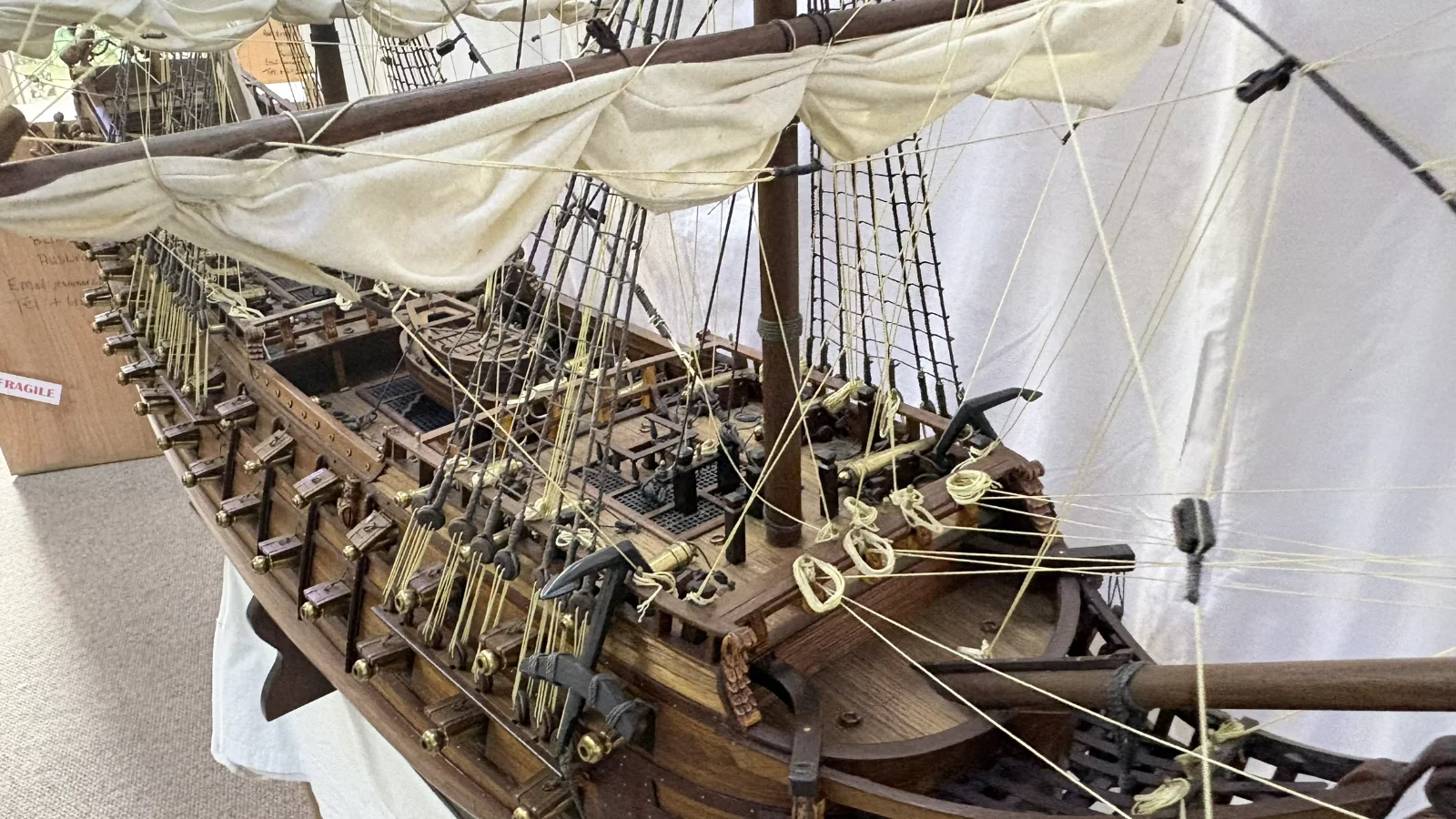 Large handcrafted 1m 66cm wooden Friesland warship model replica with detailed rigging and sails
