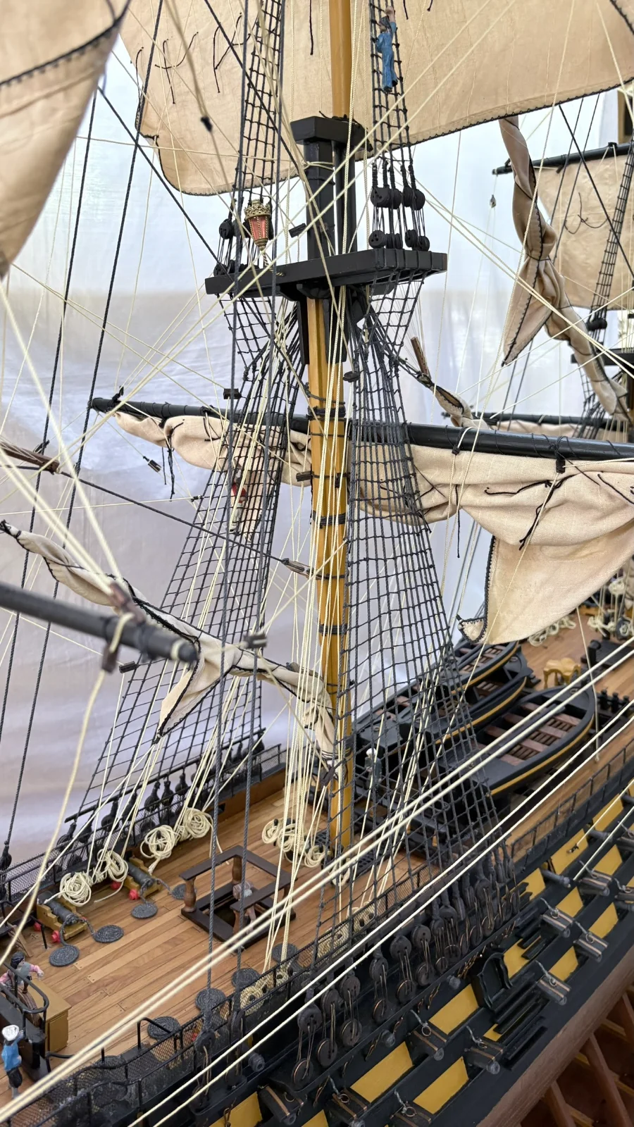 Large handcrafted 2m 10cm wooden HMS Victory ship model replica with detailed rigging and sails
