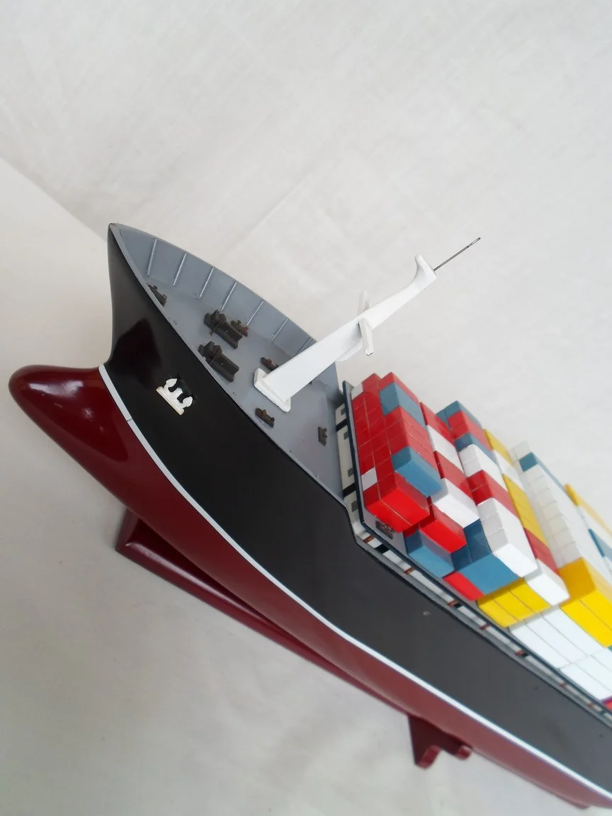 Modern Container Ship Handcrafted Wooden Model (1:400 Scale)