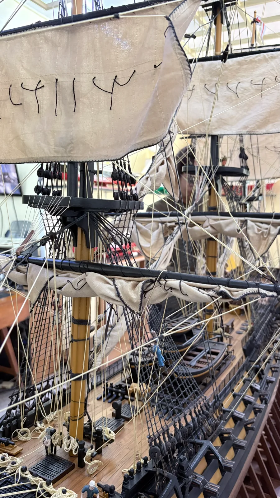 Large handcrafted 2m 10cm wooden HMS Victory ship model replica with detailed rigging and sails