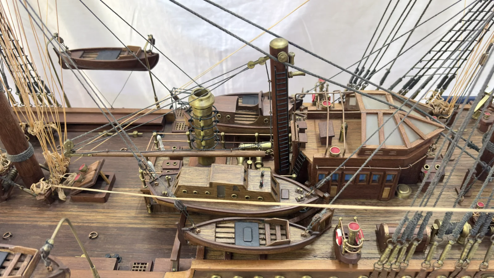 Handcrafted 90cm wooden Amerigo Vespucci ship model replica with detailed rigging and sails