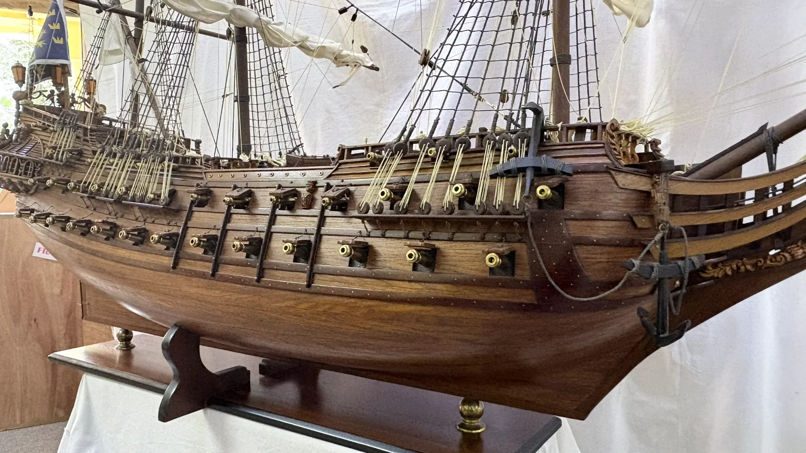 Large handcrafted 1m 66cm wooden Friesland warship model replica with detailed rigging and sails