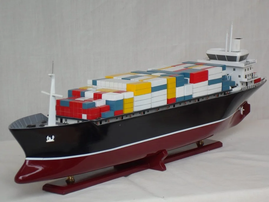Modern Container Ship Handcrafted Wooden Model (1:400 Scale)