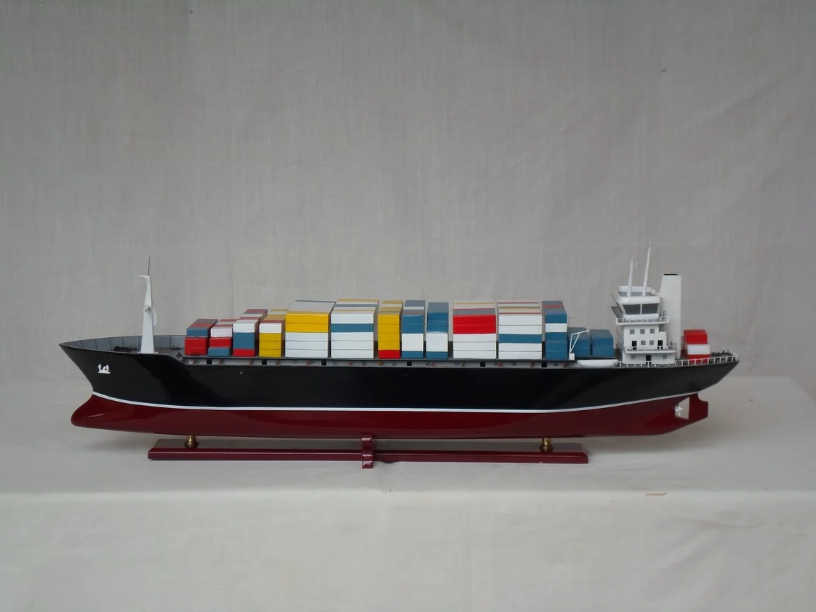 Modern Container Ship Handcrafted Wooden Model (1:400 Scale)