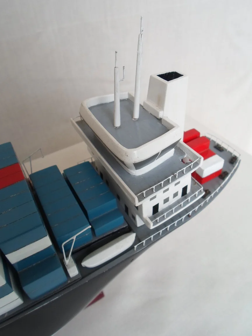Modern Container Ship Handcrafted Wooden Model (1:400 Scale) container