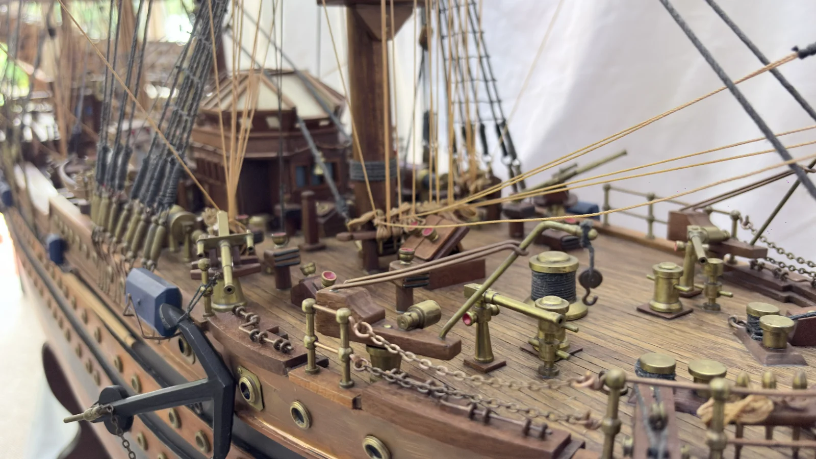 Handcrafted 90cm wooden Amerigo Vespucci ship model replica with detailed rigging and sails