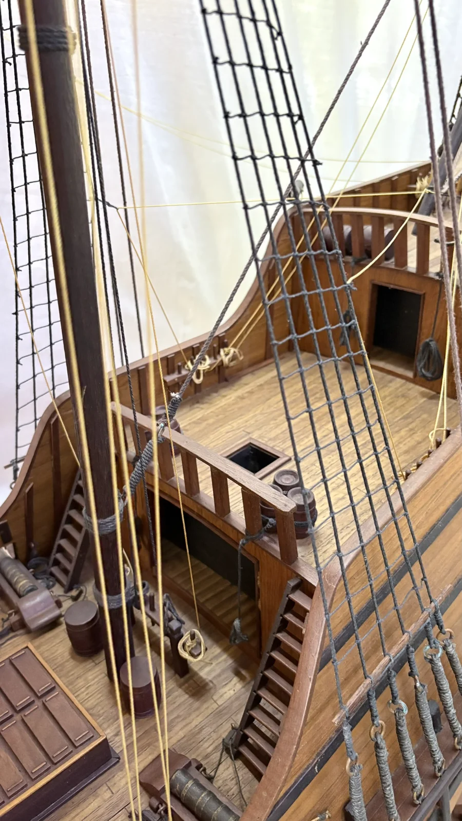 Large handcrafted 1m 80cm wooden Sao Gabriel ship model replica with detailed rigging and sails