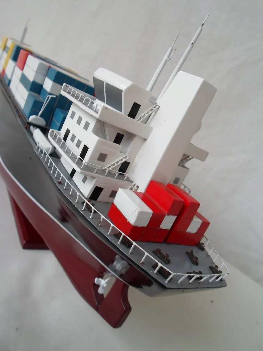 Modern Container Ship Handcrafted Wooden Model (1:400 Scale) Ship Model