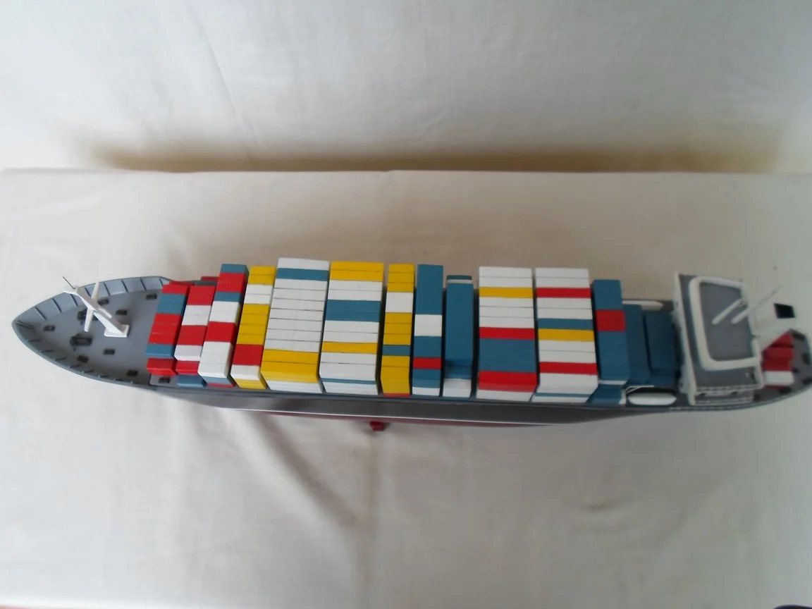 Modern Container Ship Handcrafted Wooden Model (1:400 Scale) bobato ship models