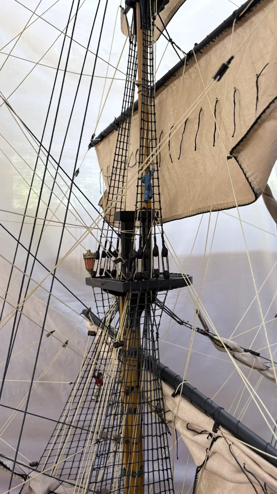 Large handcrafted 2m 10cm wooden HMS Victory ship model replica with detailed rigging and sails