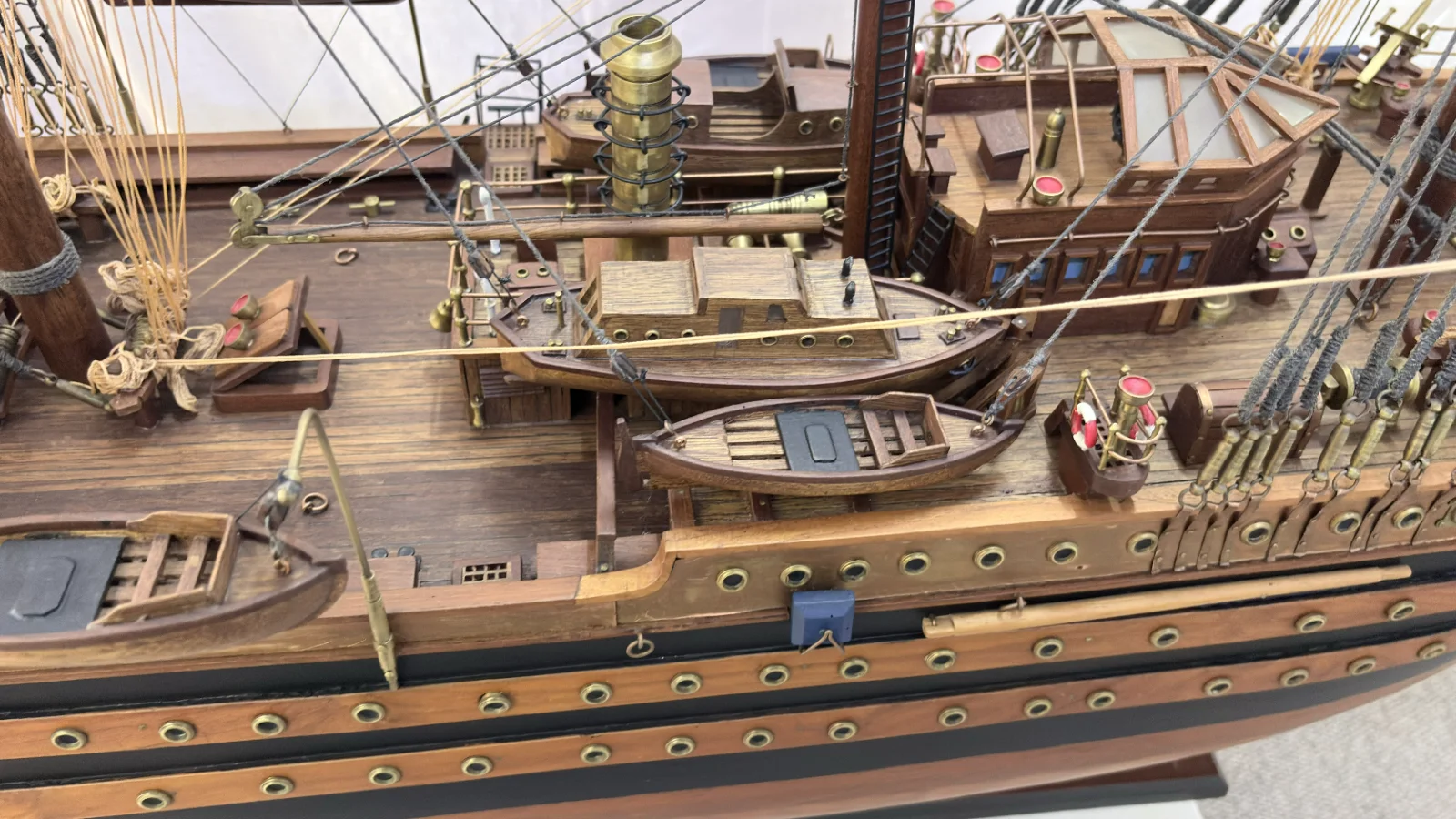 Handcrafted 90cm wooden Amerigo Vespucci ship model replica with detailed rigging and sails