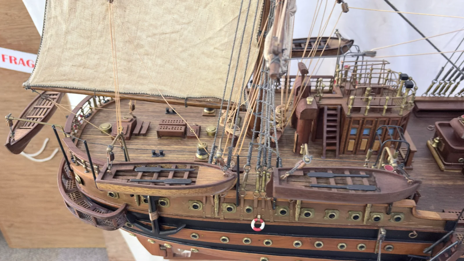 Handcrafted 90cm wooden Amerigo Vespucci ship model replica with detailed rigging and sails