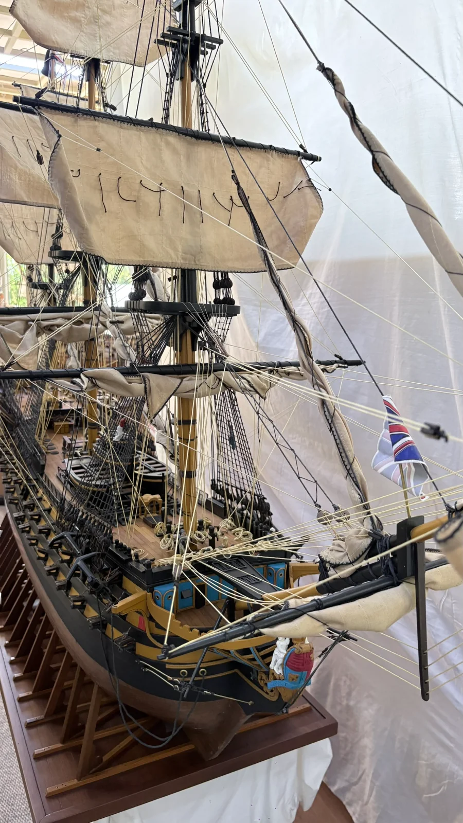 Large handcrafted 2m 10cm wooden HMS Victory ship model replica with detailed rigging and sails